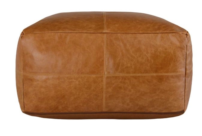 Classic Home Floor Cushions LEATHER DUMONT CHESTNUT POUF