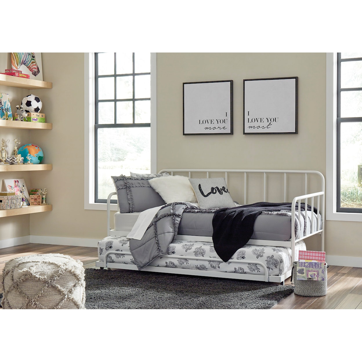 Ashley Furniture Signature Design Trentlore Twin Metal Day Bed with Trundle
