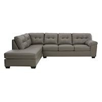 Gray Faux Leather 2-Piece Sectional with Left Chaise