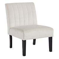 Light Beige Velvet Accent Chair with Channel Tufted Back