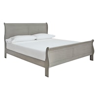 Transitional Gray King Sleigh Bed