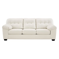 White Faux Leather Sofa with Tufted Back