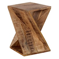 Wood Twist Accent Table Brown