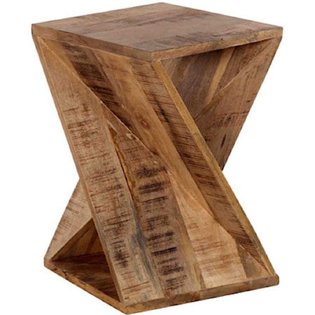 Brown Wood Twist Accent Table