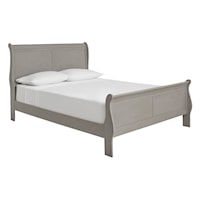 Transitional Gray Queen Sleigh Bed