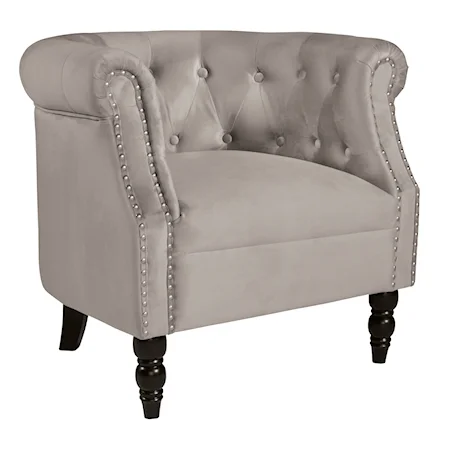 Traditional Tufted Barrel Back Accent Chair