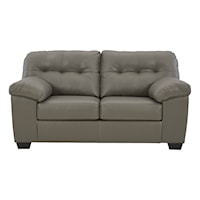 Gray Faux Leather Loveseat with Tufted Back