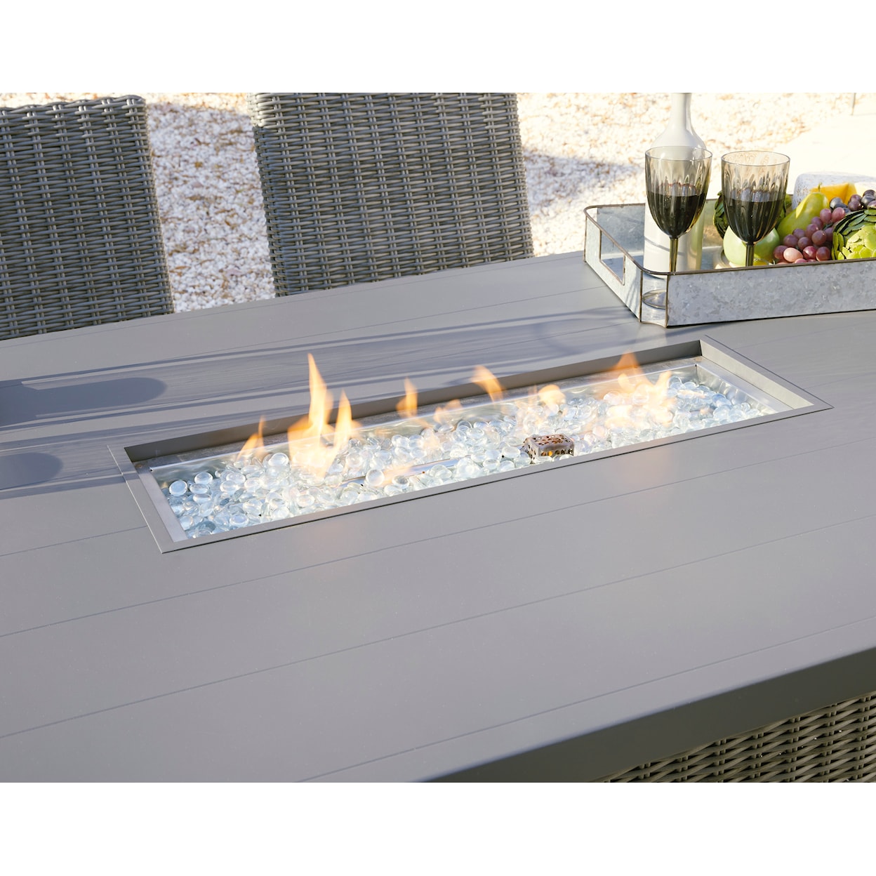 Signature Design by Ashley Palazzo Outdoor Bar Table with Fire Pit