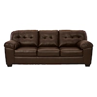 Brown Faux Leather Sofa with Tufted Back