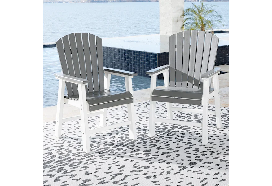Transville Outdoor Dining Arm Chair (Set of 2) by Signature Design by Ashley at Z & R Furniture