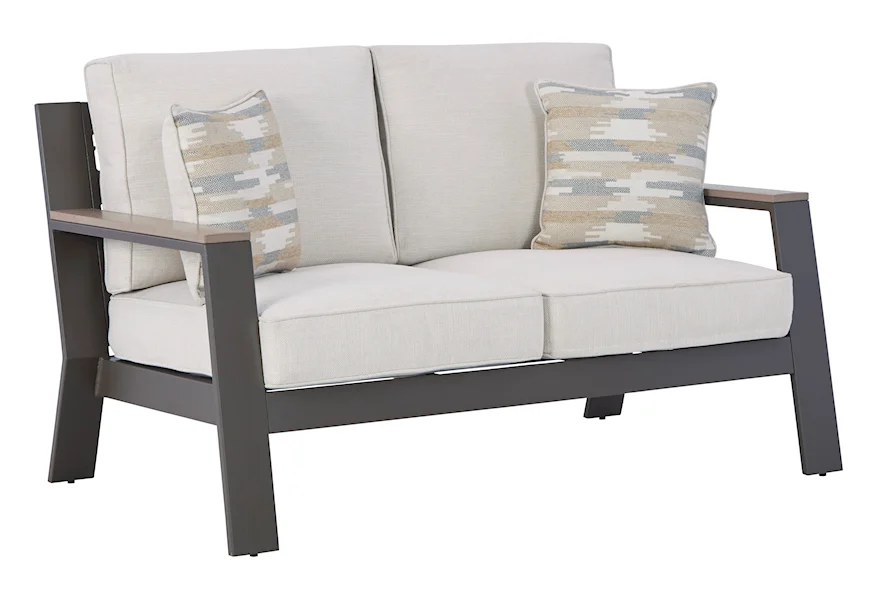 Tropicava Outdoor Loveseat with Cushion by Signature Design by Ashley at Esprit Decor Home Furnishings