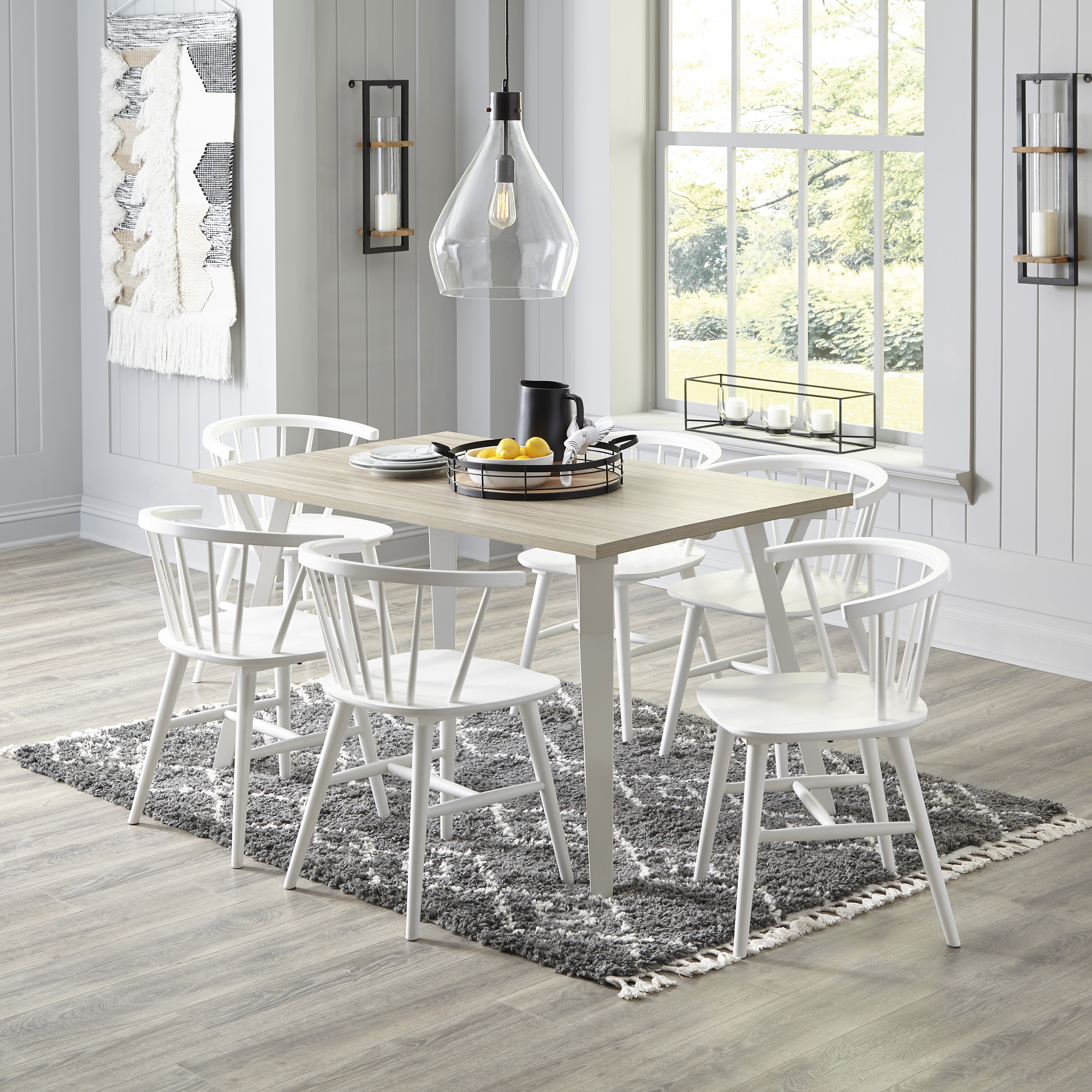 Signature Design by Ashley Grannen D40701 Solid Wood White Dining