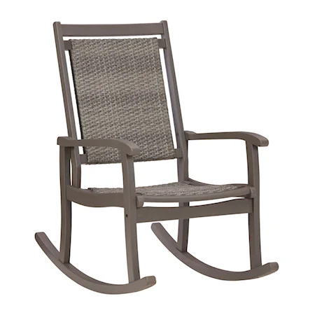Gray Eucalyptus Wood/Resin Wicker Rocking Chair