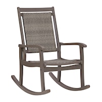 Gray Eucalyptus Wood/Resin Wicker Rocking Chair