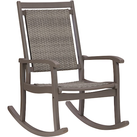 Gray Eucalyptus Wood/Resin Wicker Rocking Chair