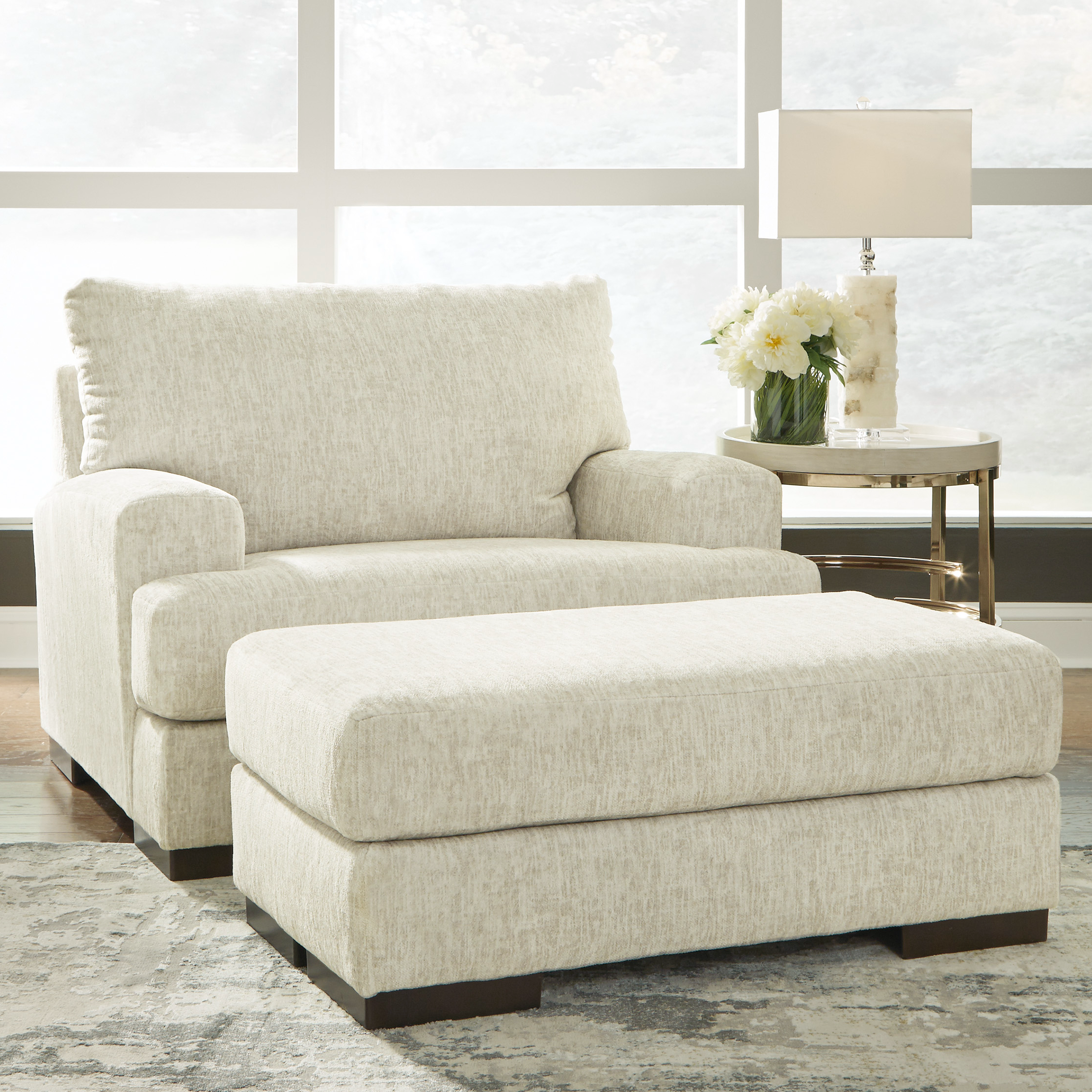 White armchair 2024 and ottoman