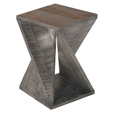 Gray Wood Twist Accent Table