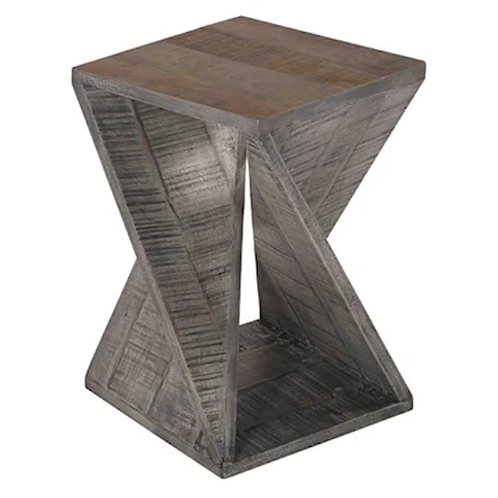 Wood Twist Accent Table Gray