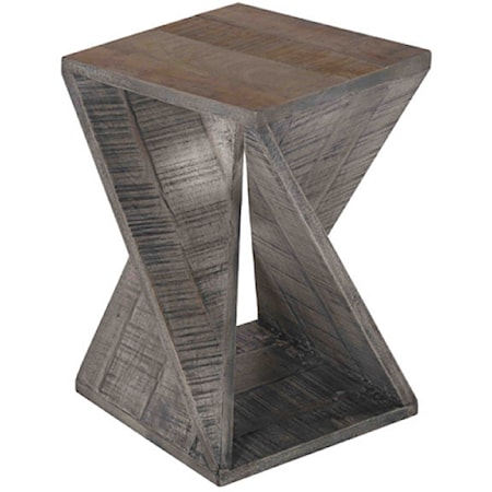 Gray Wood Twist Accent Table