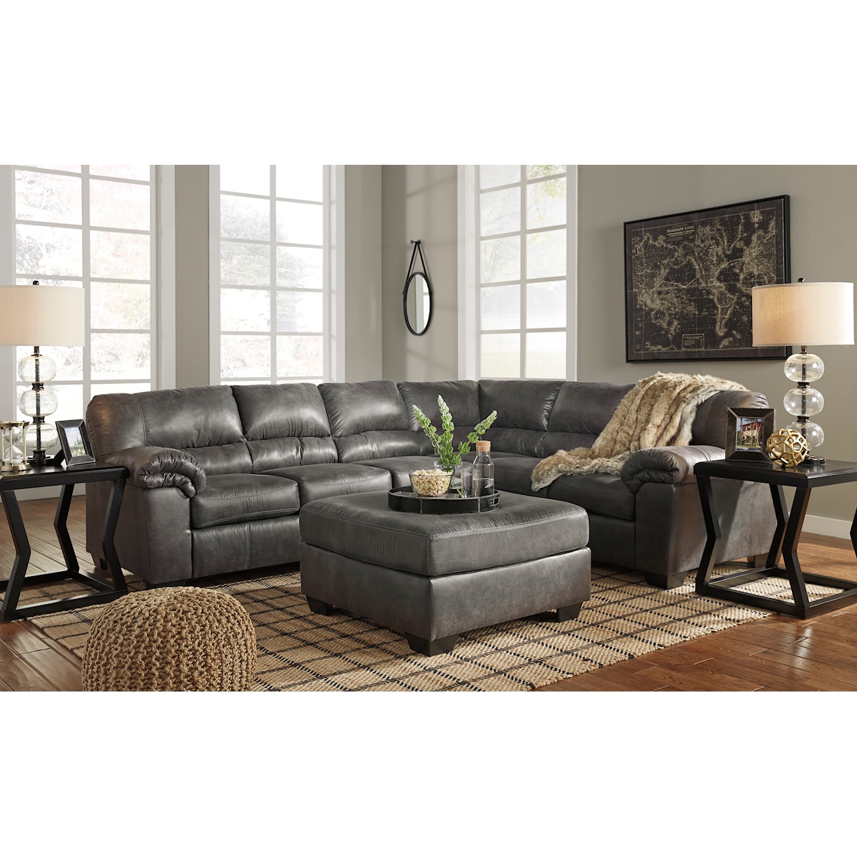 Ashley Furniture Signature Design Bladen 3-Piece Sectional with Ottoman