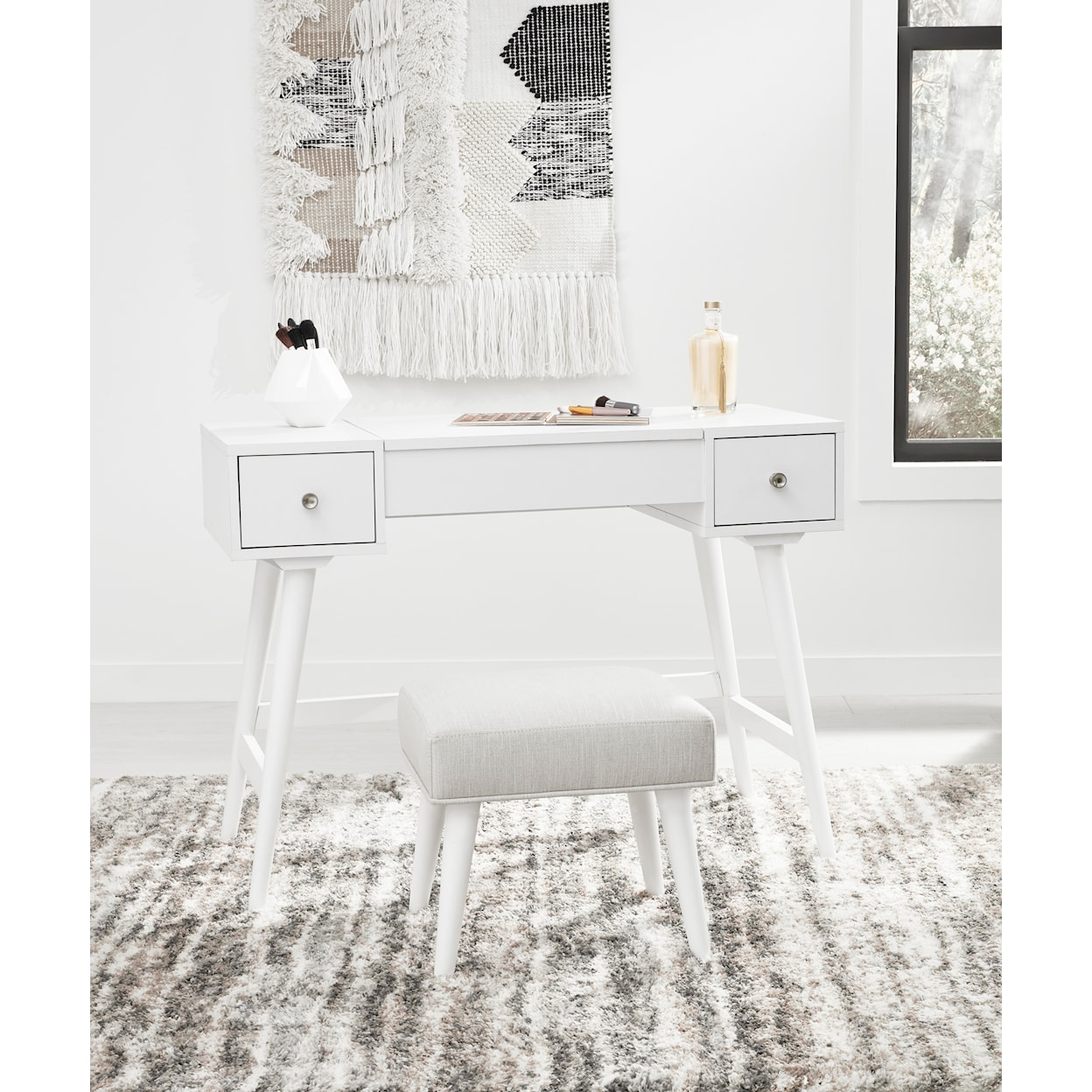 Signature Design by Ashley Thadamere Vanity with Stool