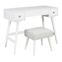 White Vanity with Stool and Flip Up Mirror
