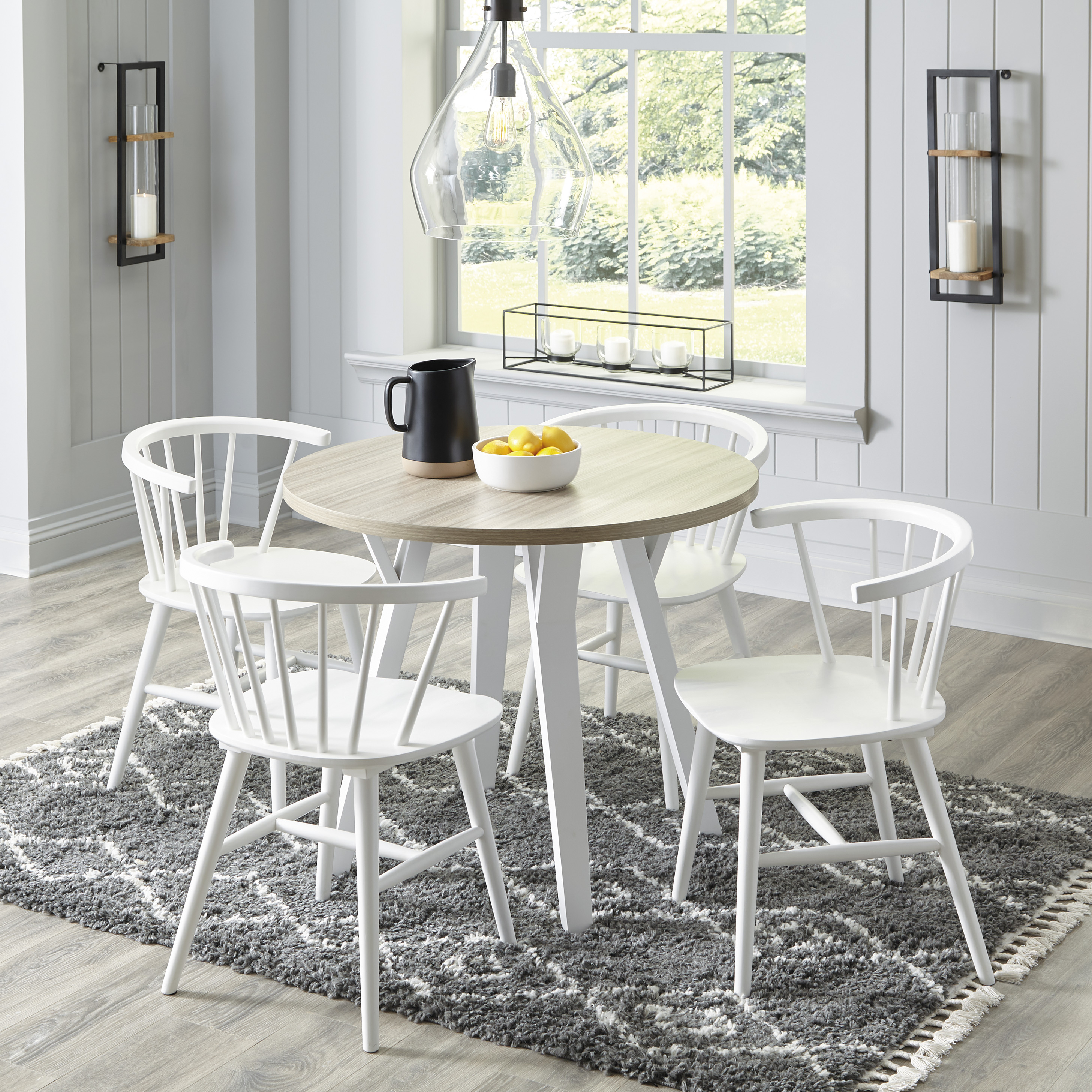 Signature Design by Ashley Grannen D40701 Solid Wood White Dining