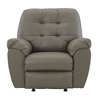 Gray Faux Leather Rocker Recliner with Tufted Back