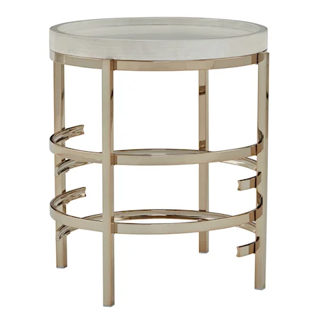 Gold Metal End Table with Round White Wood Top