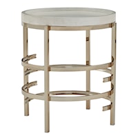 Gold Metal End Table with Round White Wood Top