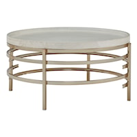 Gold Metal Coffee Table with Round White Wood Top