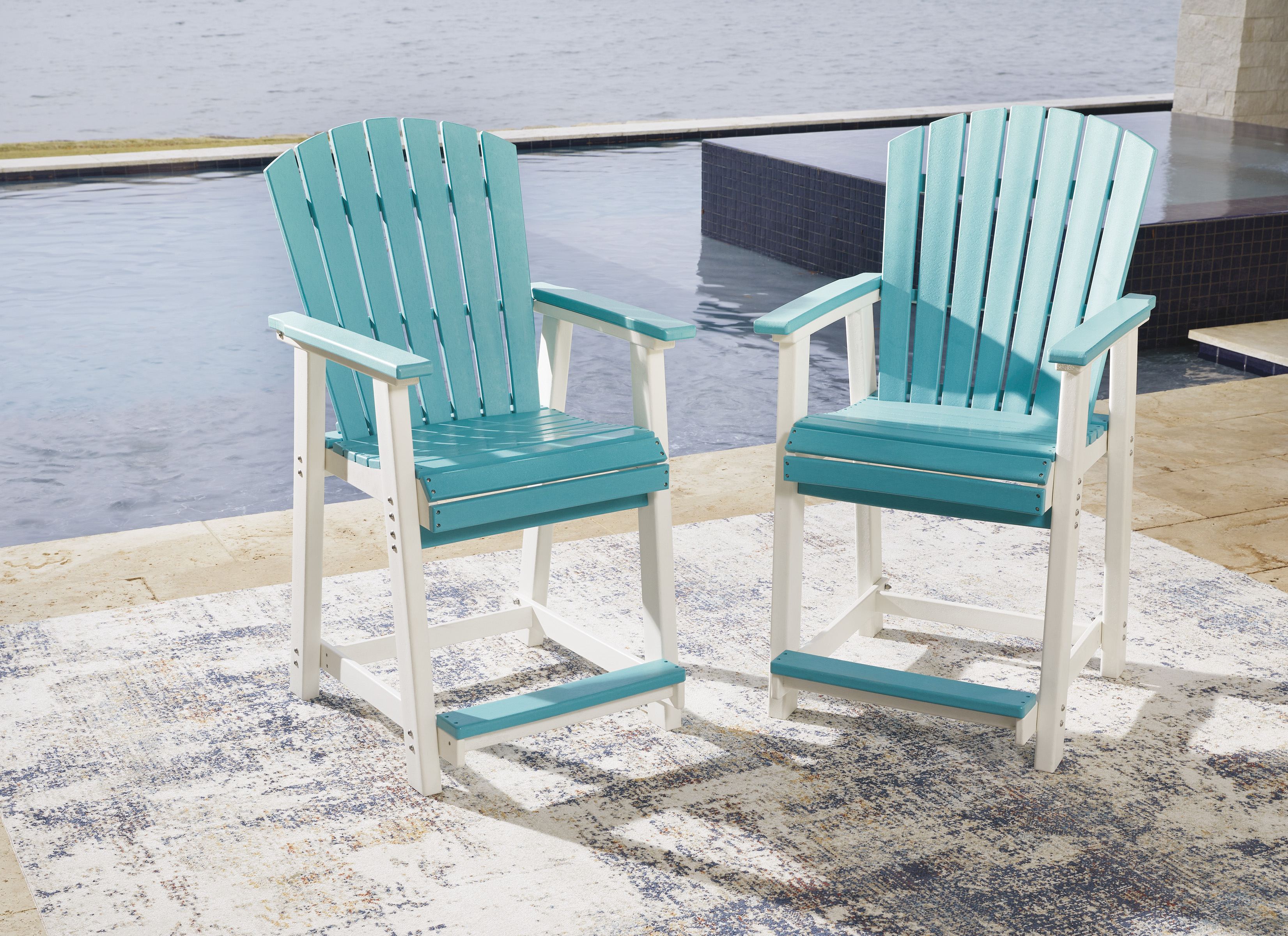 Signature Design by Ashley Eisely P208124 Outdoor Counter Height Bar Stool (Set of 2) Royal