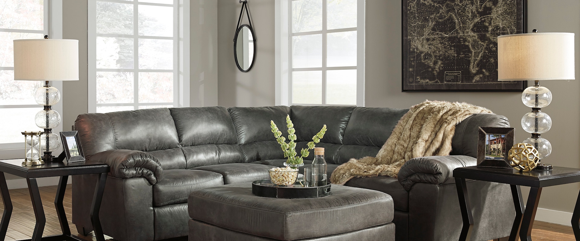 2-Piece Sectional with Ottoman