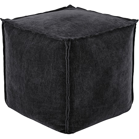 Moriah Black Velvet Pouf