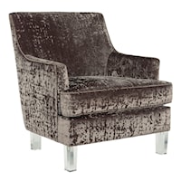 Crushed Velvet Accent Chair with Acrylic Legs