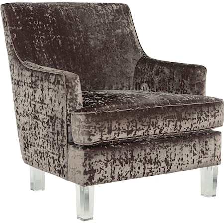 Crushed Velvet Accent Chair with Acrylic Legs