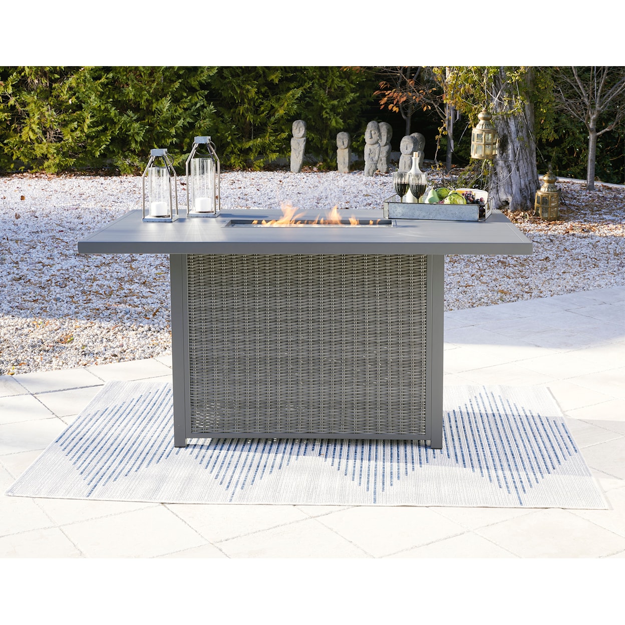 Signature Design by Ashley Palazzo Outdoor Bar Table with Fire Pit