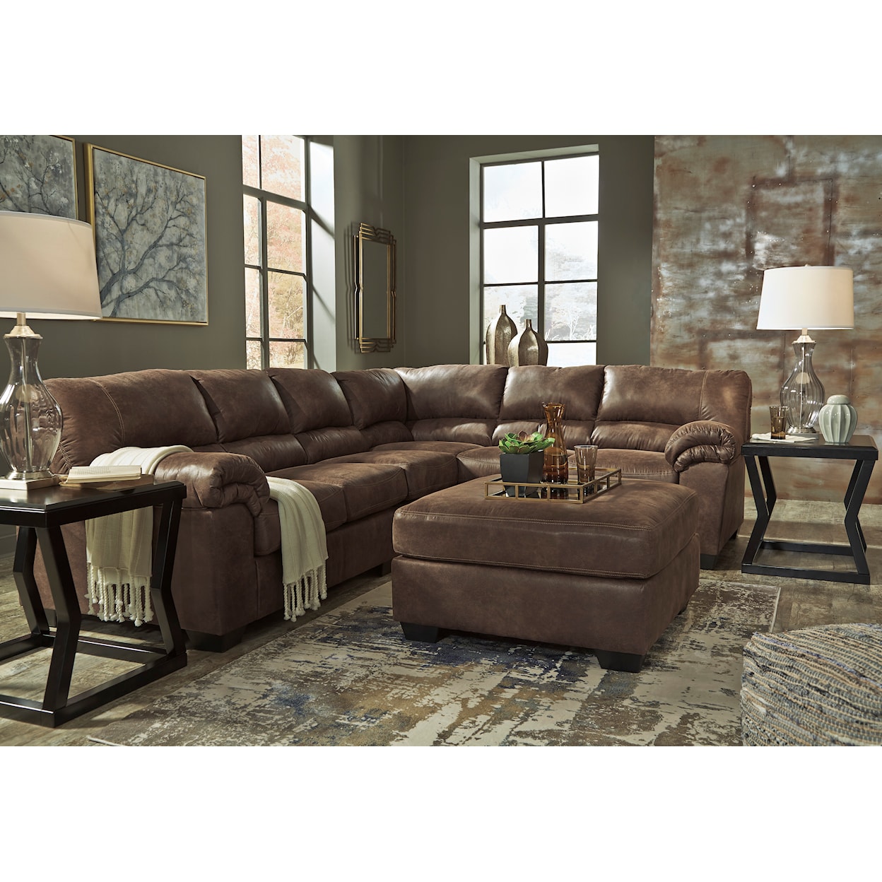 Signature Design Bladen 3-Piece Sectional with Ottoman