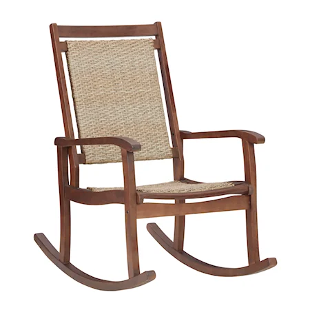 Brown Eucalyptus Wood/Resin Wicker Rocking Chair