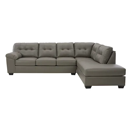 Gray Faux Leather 2-Piece Sectional with Right Chaise