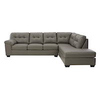 Gray Faux Leather 2-Piece Sectional with Right Chaise