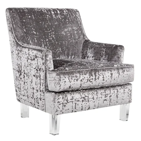 Crushed Velvet Accent Chair with Acrylic Legs