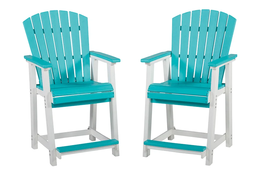 Eisely  Outdoor Counter Height Bar Stool (Set of 2) by Signature Design by Ashley at Royal Furniture
