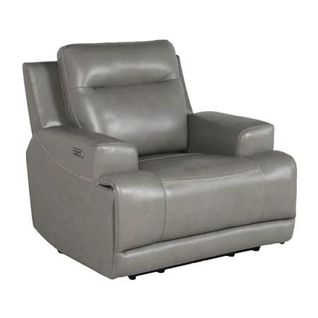 Gray Leather Match Power Recliner