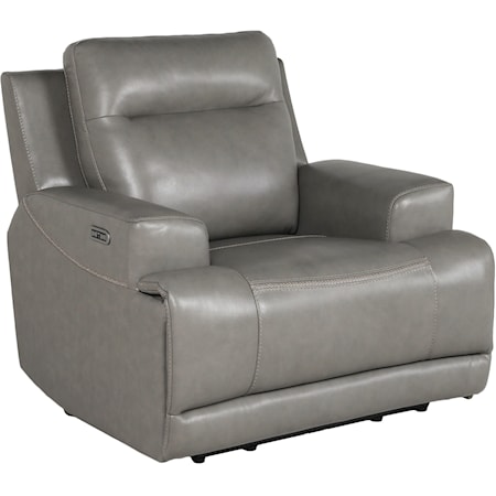 Gray Leather Match Power Recliner
