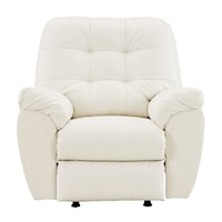 White Faux Leather Rocker Recliner with Tufted Back