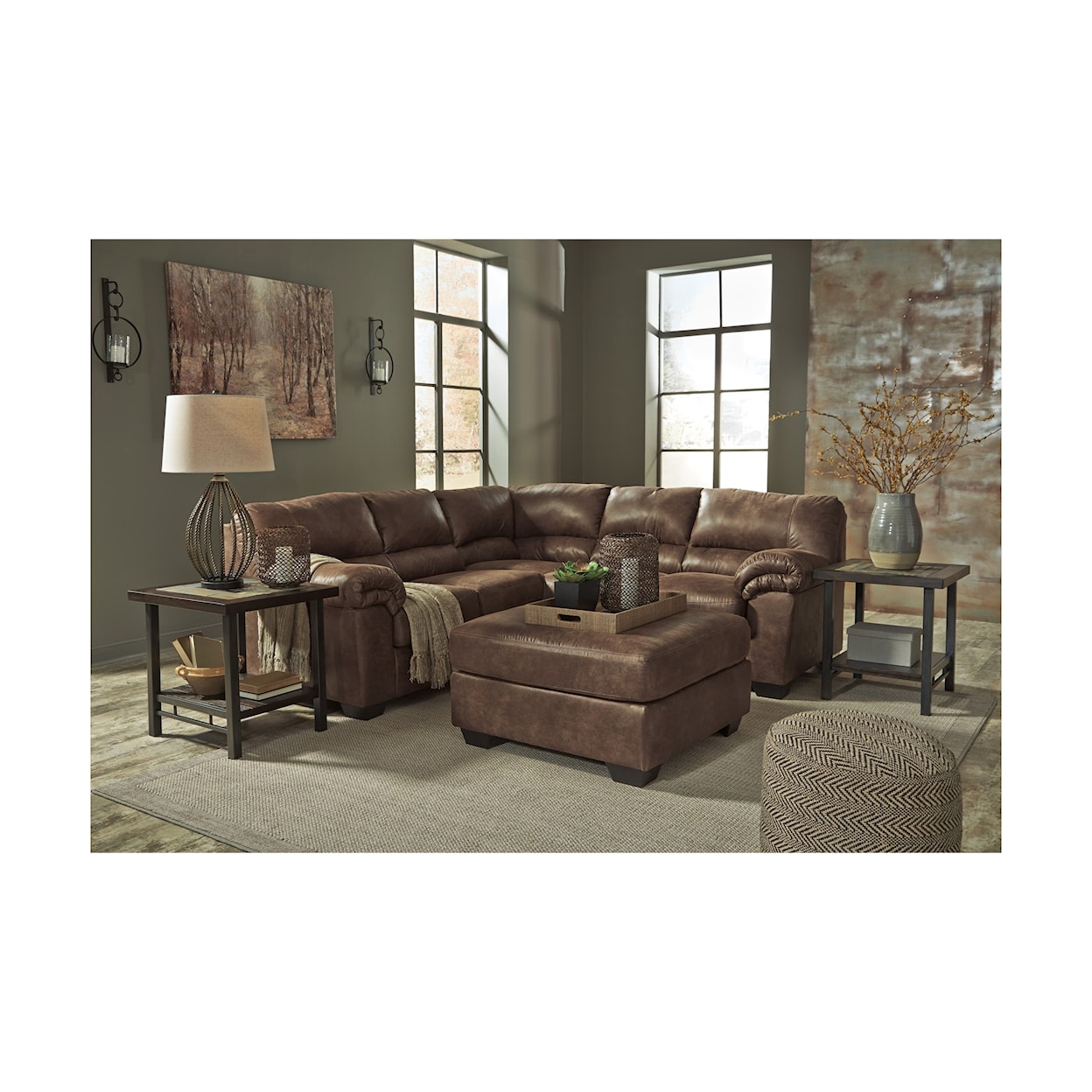 Ashley Furniture Signature Design Bladen 2-Piece Sectional with Ottoman