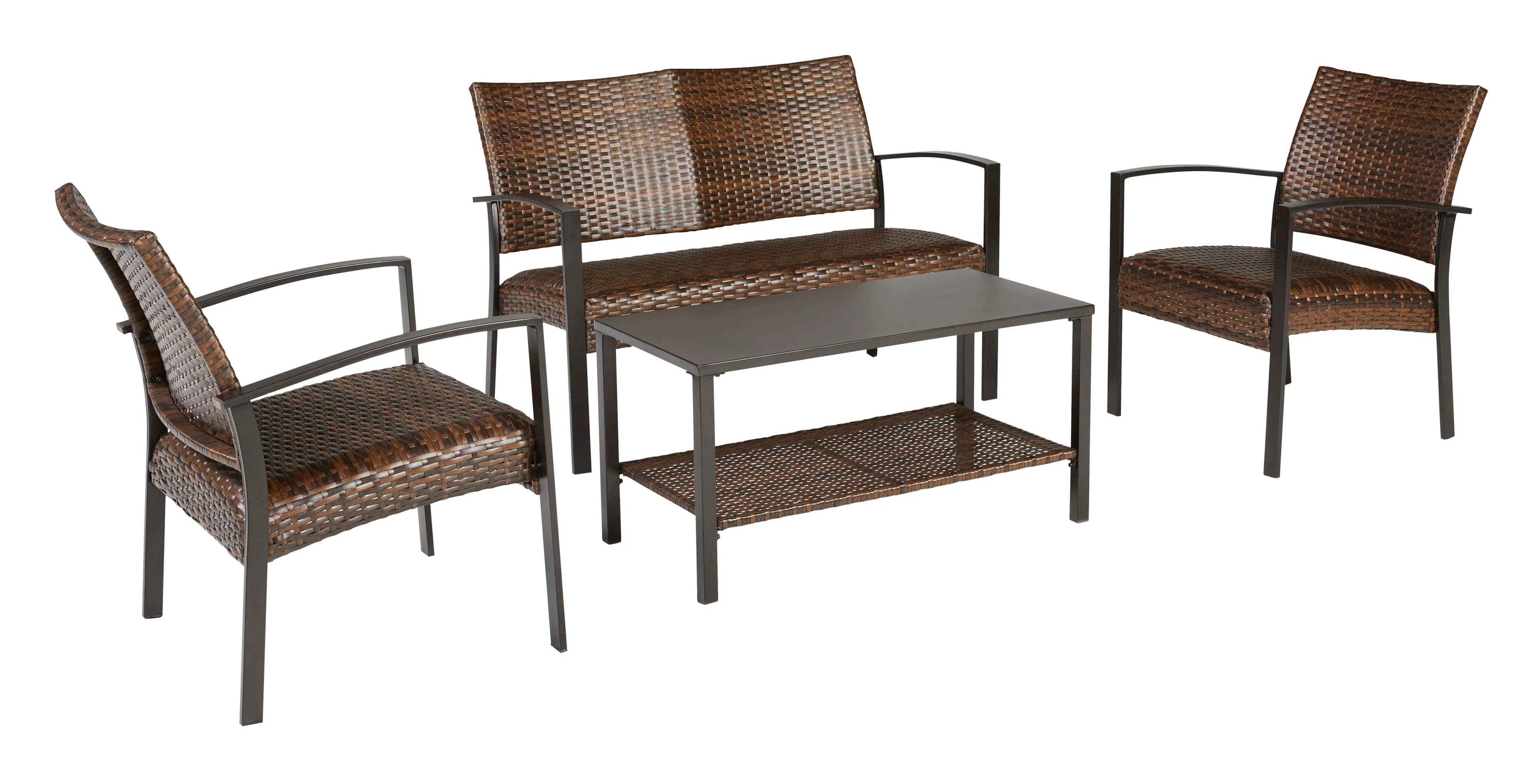 Signature Zariyah Resin Wicker/Metal Loveseat/Chairs/Table Set (Set of