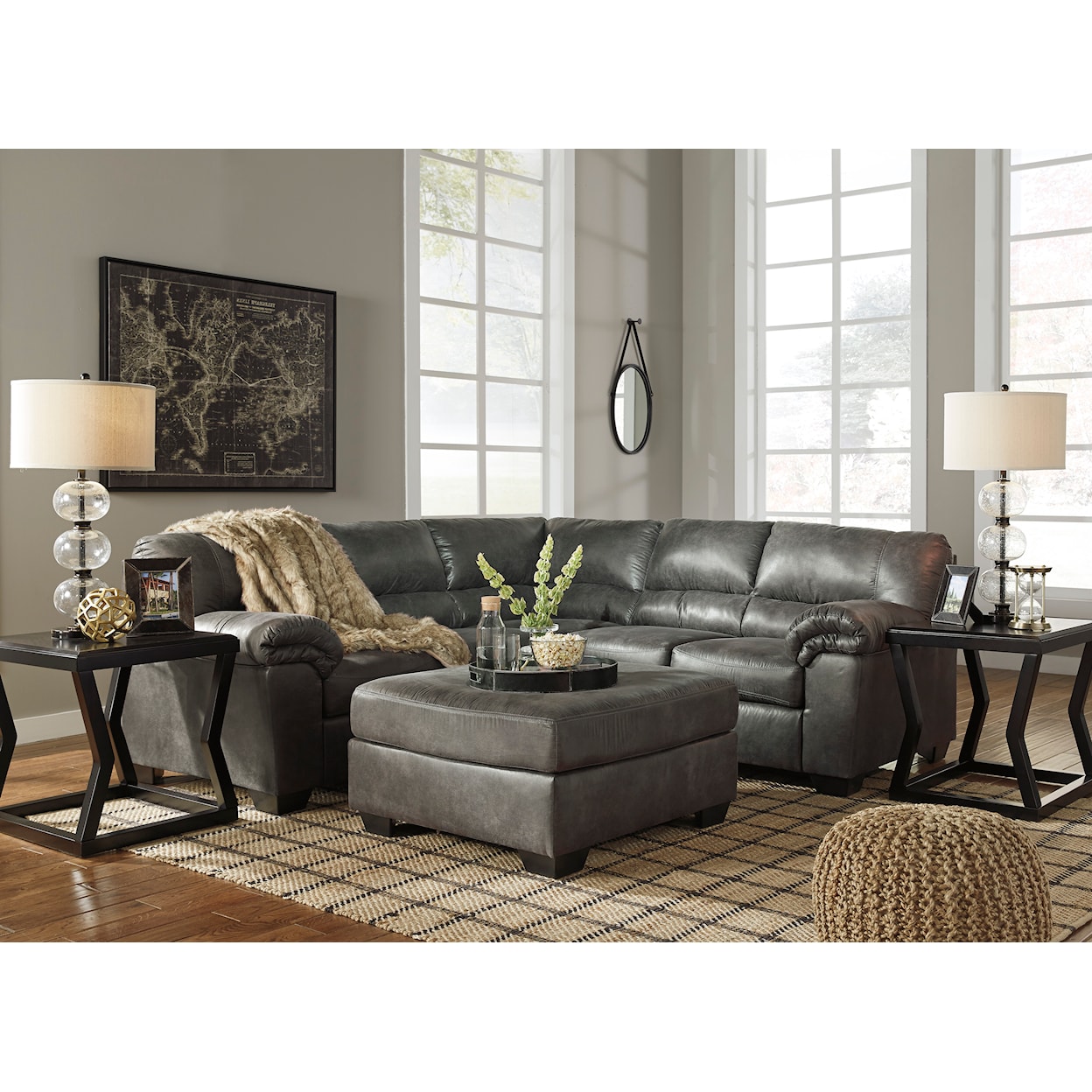 Ashley Furniture Signature Design Bladen 2-Piece Sectional with Ottoman