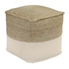 Signature Design by Ashley Poufs Sweed Valley Natural/White Pouf